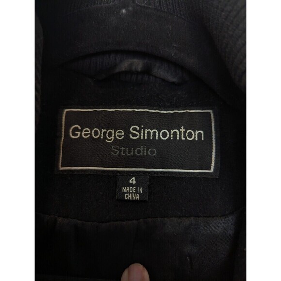 George Simonton Black Lambswool‎ Cashmere Coat Size 4 - Picture 11 of 15